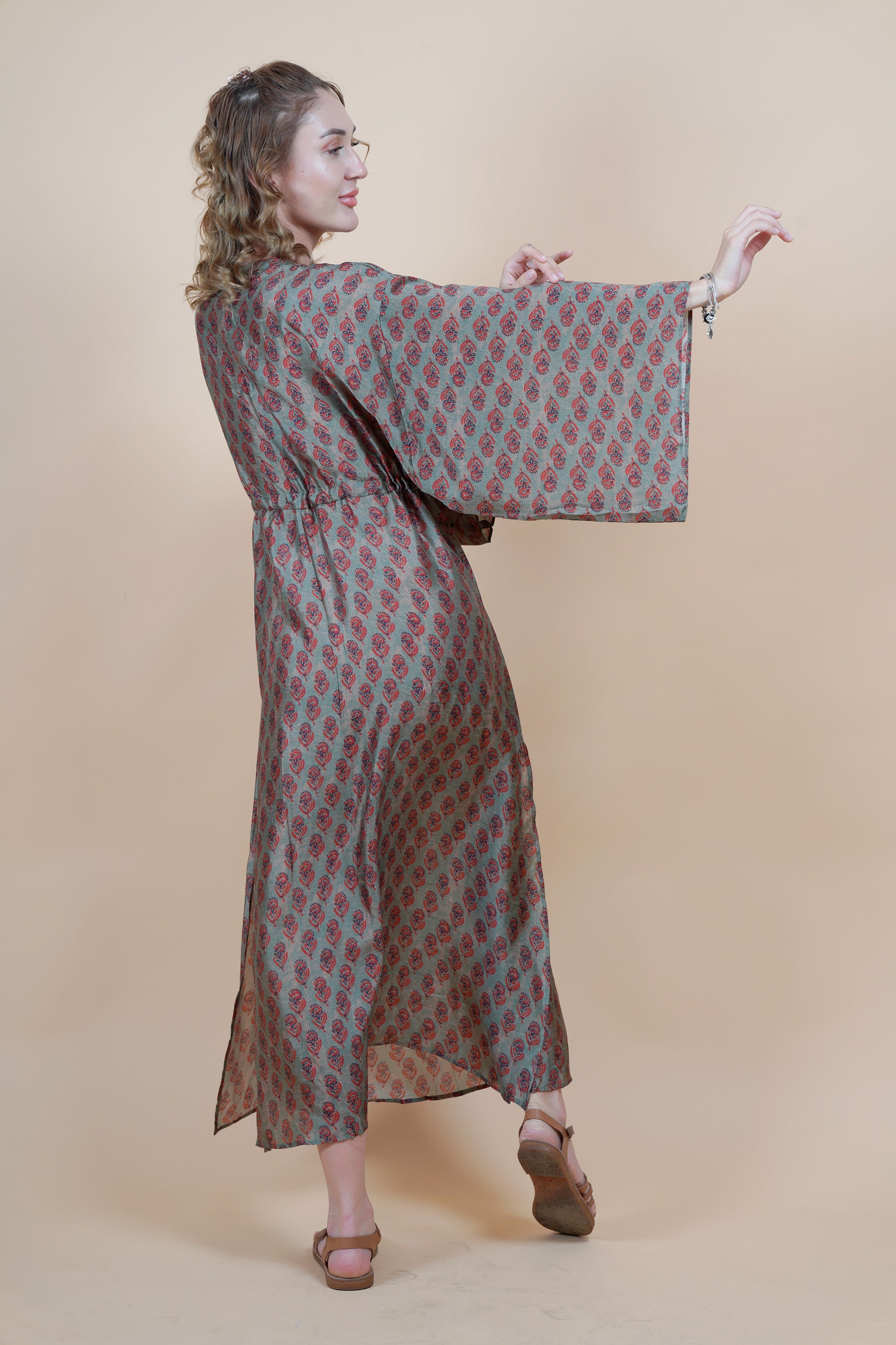 Resortwear Mint Paisley Long Kaftan