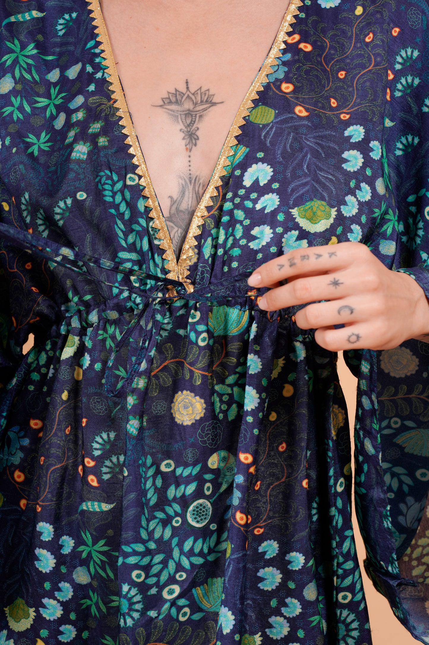 Bamberg Silk Mixed Blue Short Kaftan