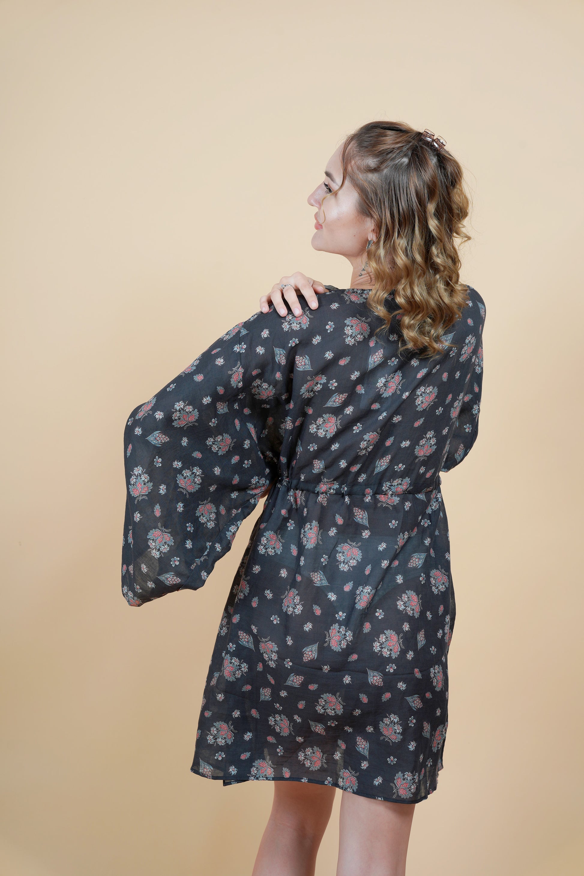 Resort Wear Soft Black Short Kaftan