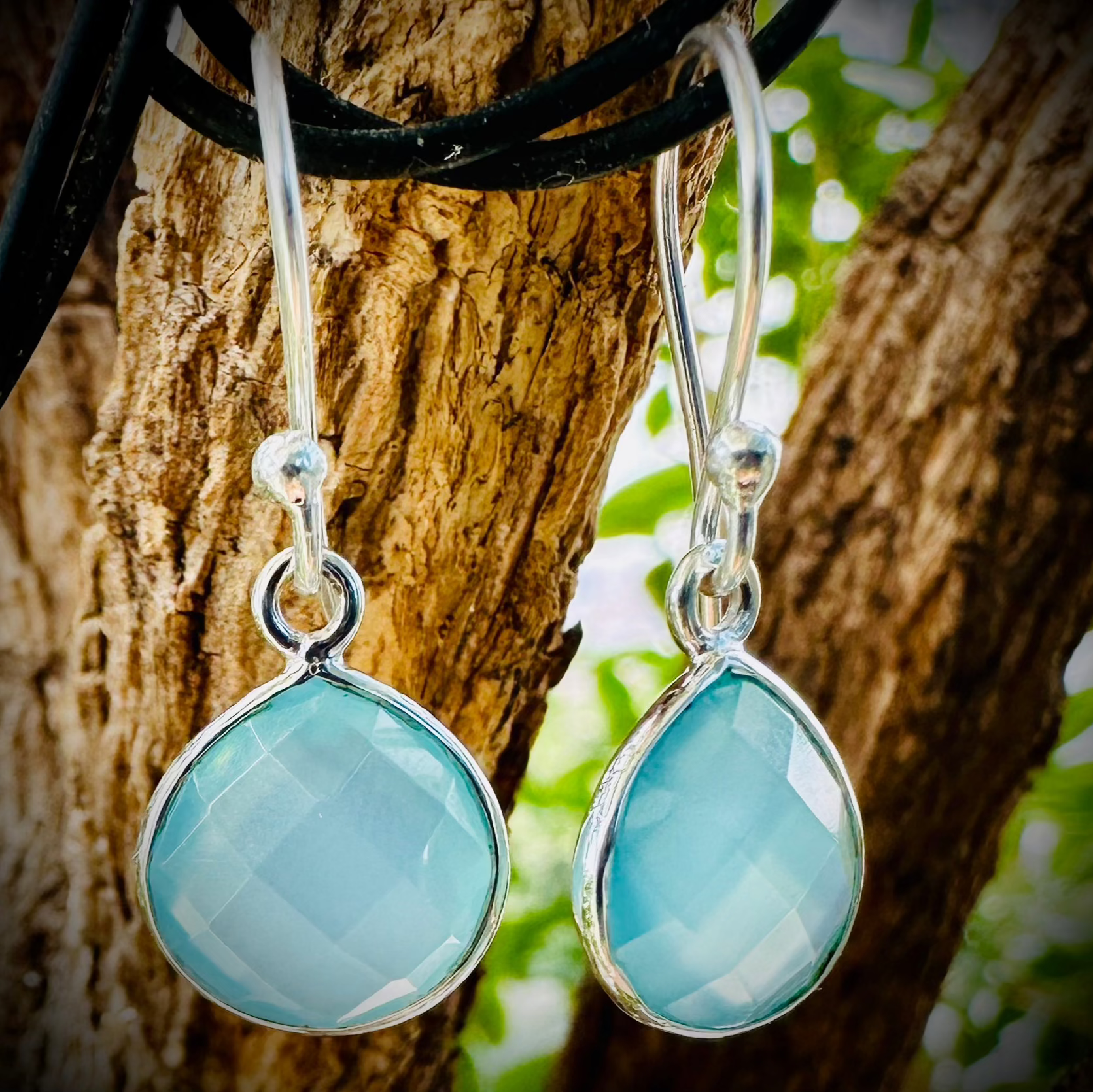 Aqua Calcite Drop Earrings