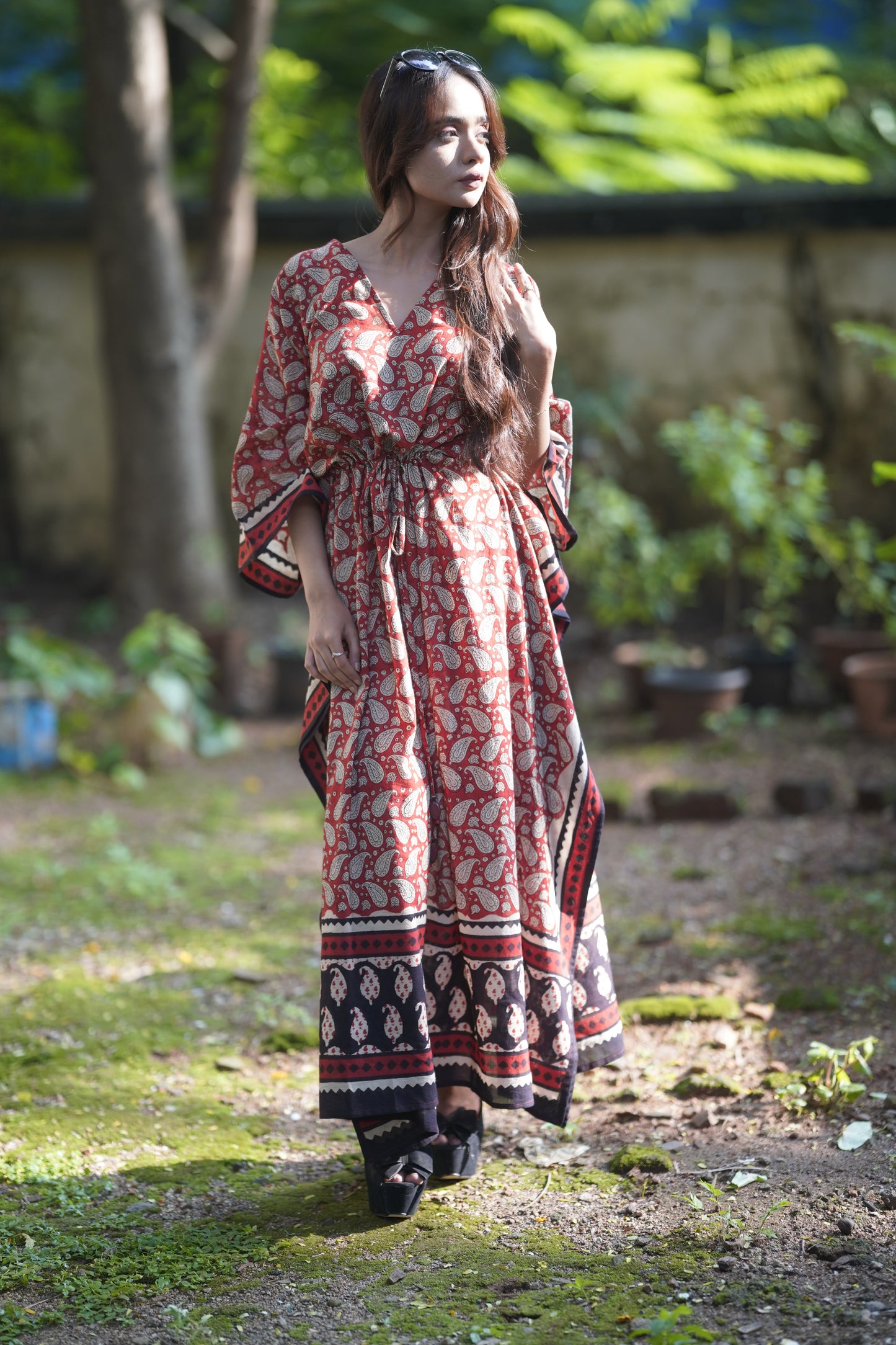 Paisley Elegance - Red n Black Kaftan