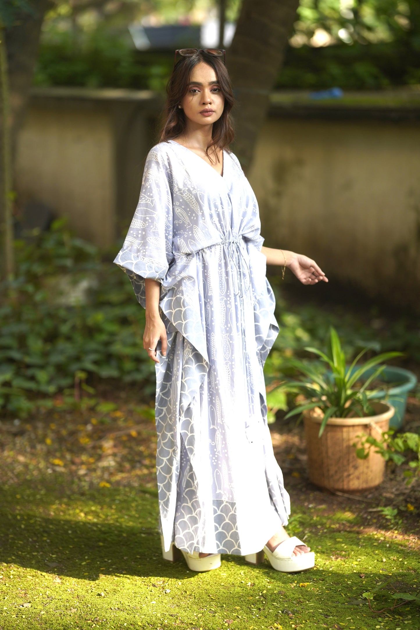 Soft Cotton Kaftan -Fish & Scale design
