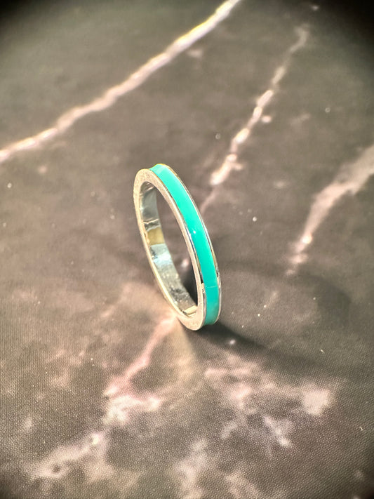 Enamel Band Aquamarine Ring