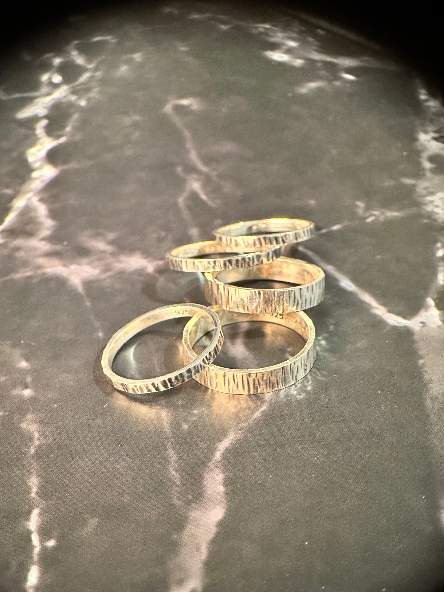 Narrow Hammered Ring 2 mm