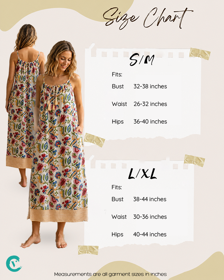 Beige floral cotton spaghetti dress