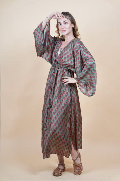 Long Kaftan - Mint paisley