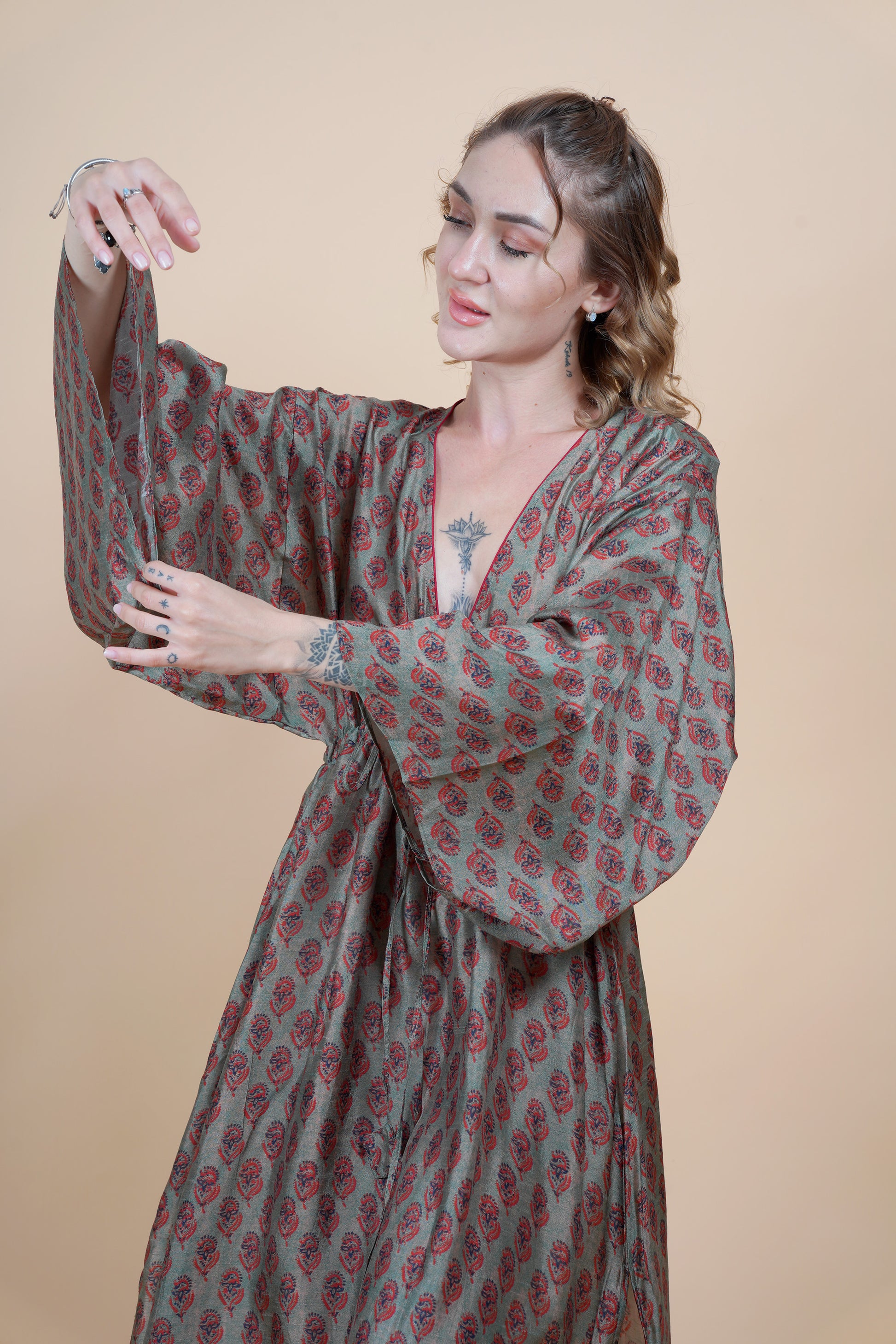 Mint Paisley Long Kaftan