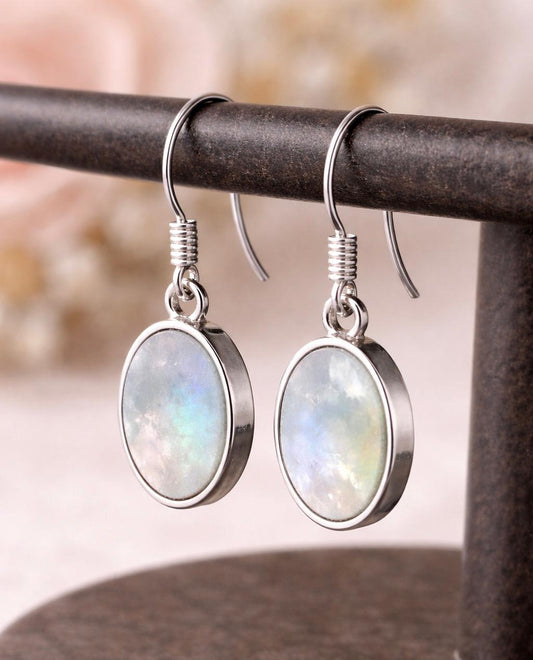 Oval Pearl Drop Earrings