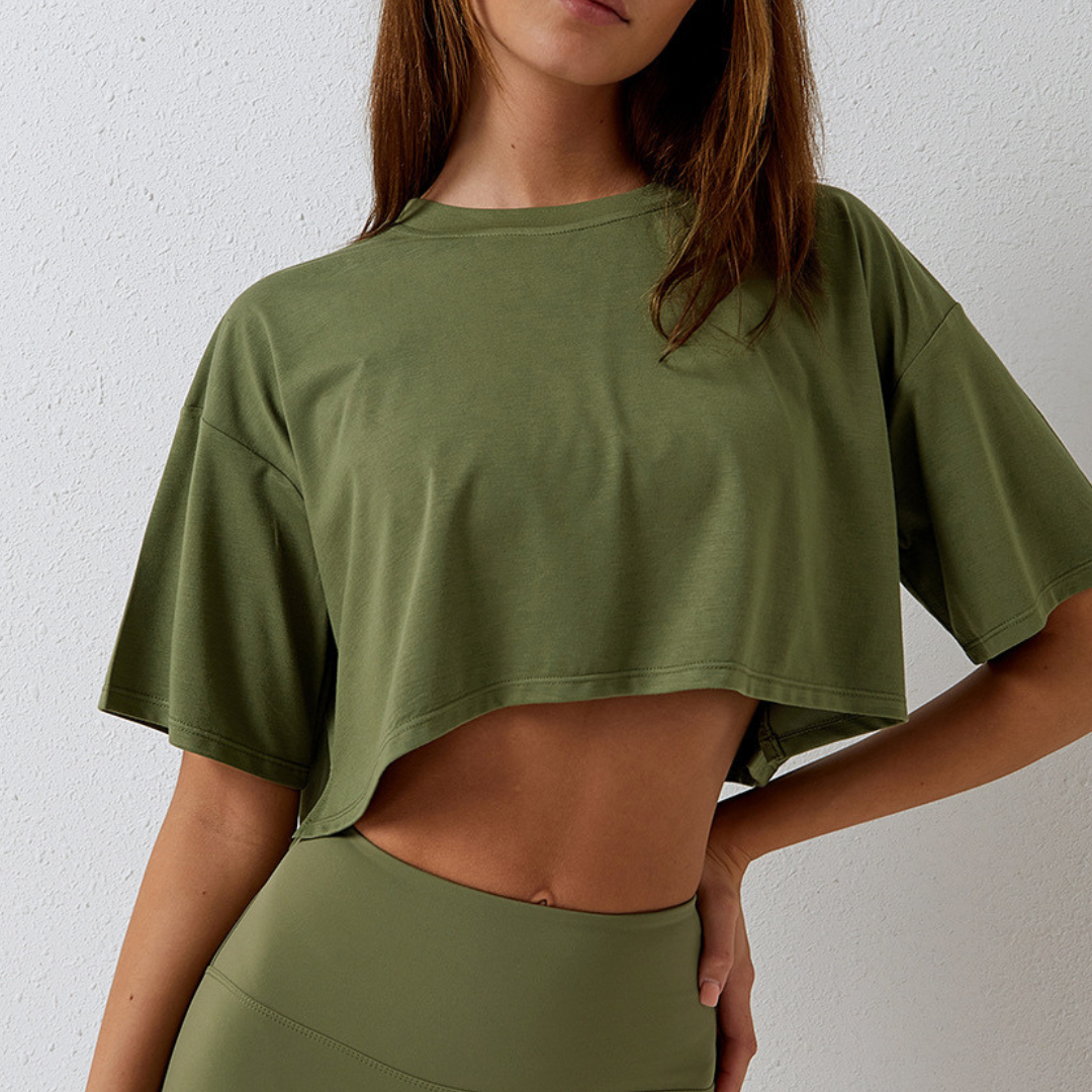 Alluring Crop Top for Women, Olive Green