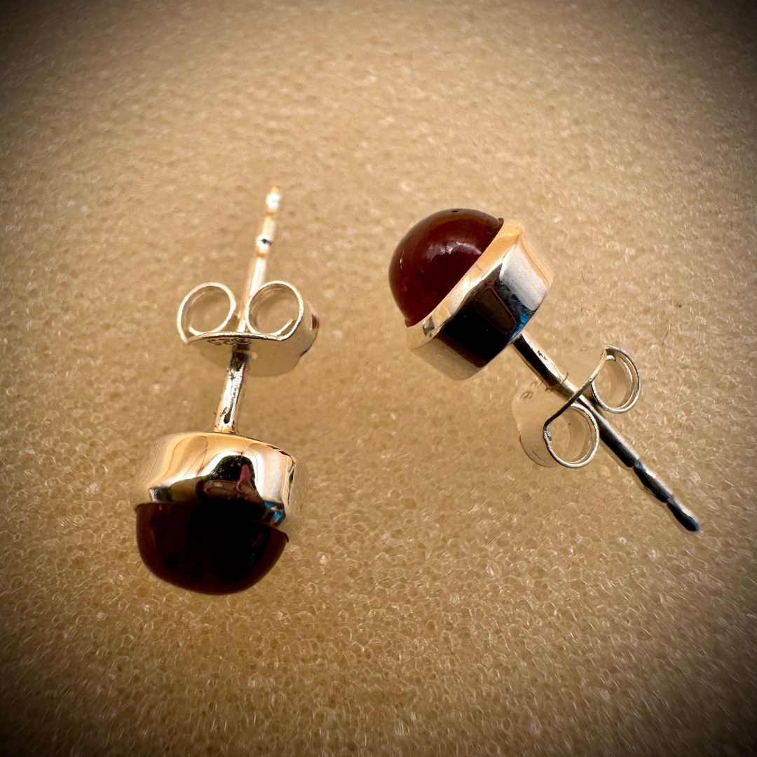 Ear Studs - Red Ruby Stone