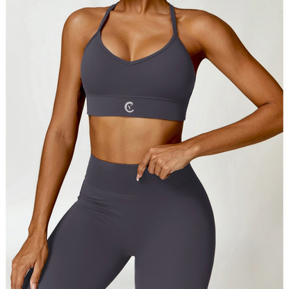 Charcoal Grey Cross-Back Sports Bra