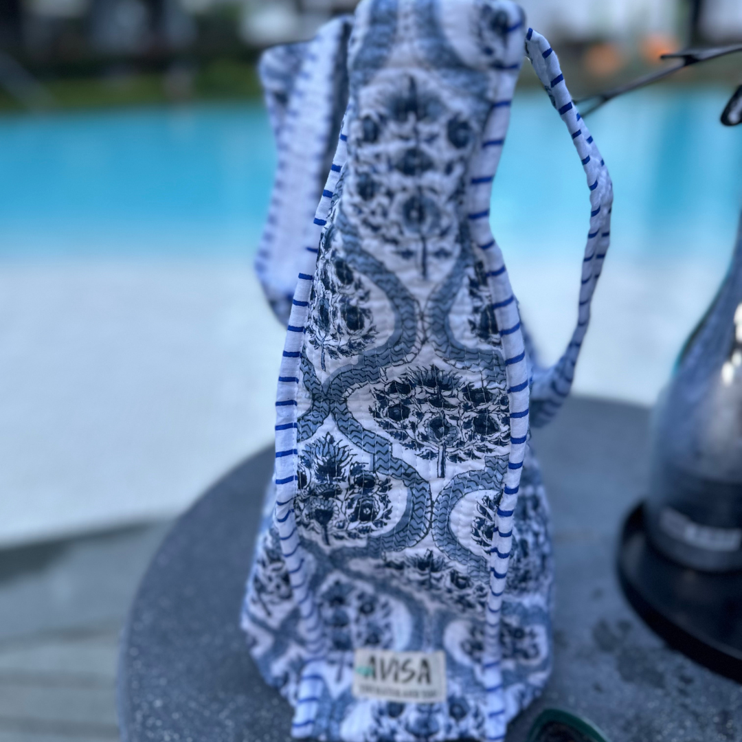 100% Cotton Indigo Beach bag