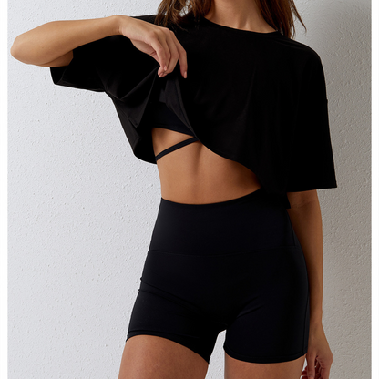 Loose Black Crop Top