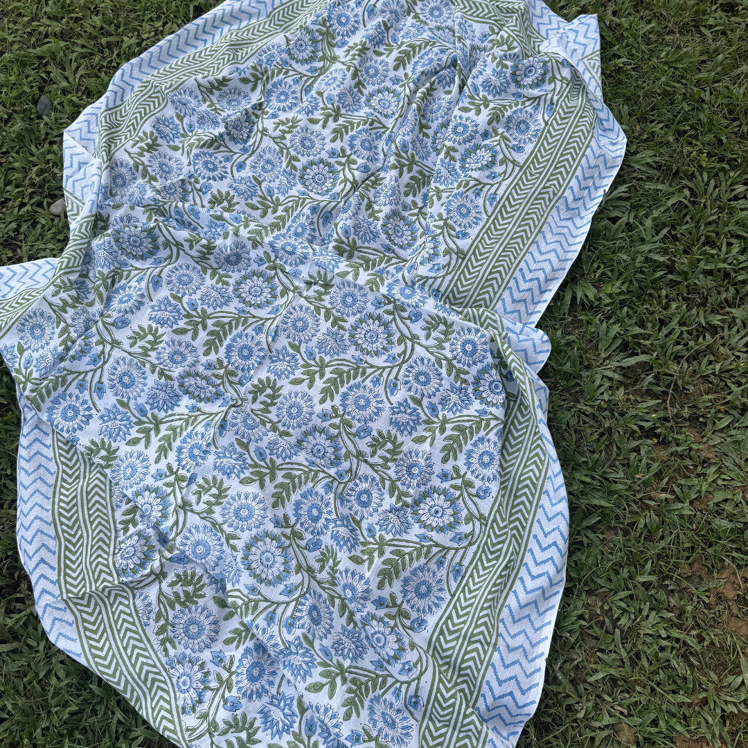 100% Cotton Mint and Blue Soft Sarong