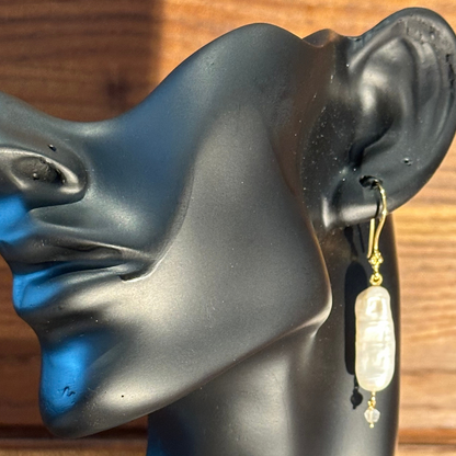 Cream & Gold Pearl Drop Earrings