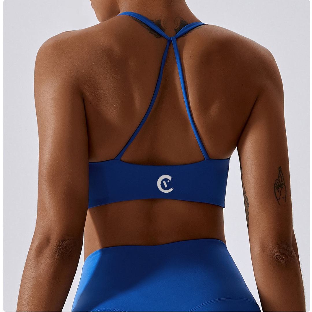 Blue Twisted Sports Bra