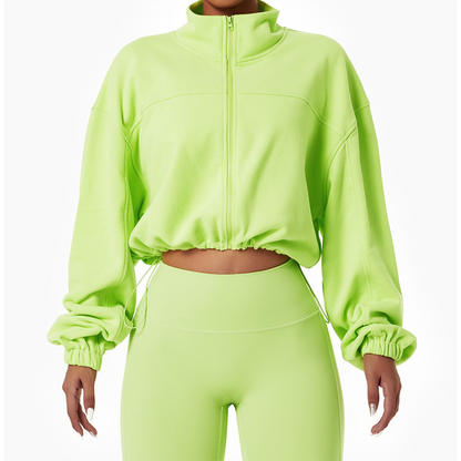 Fluorescent Green Crop Jacket