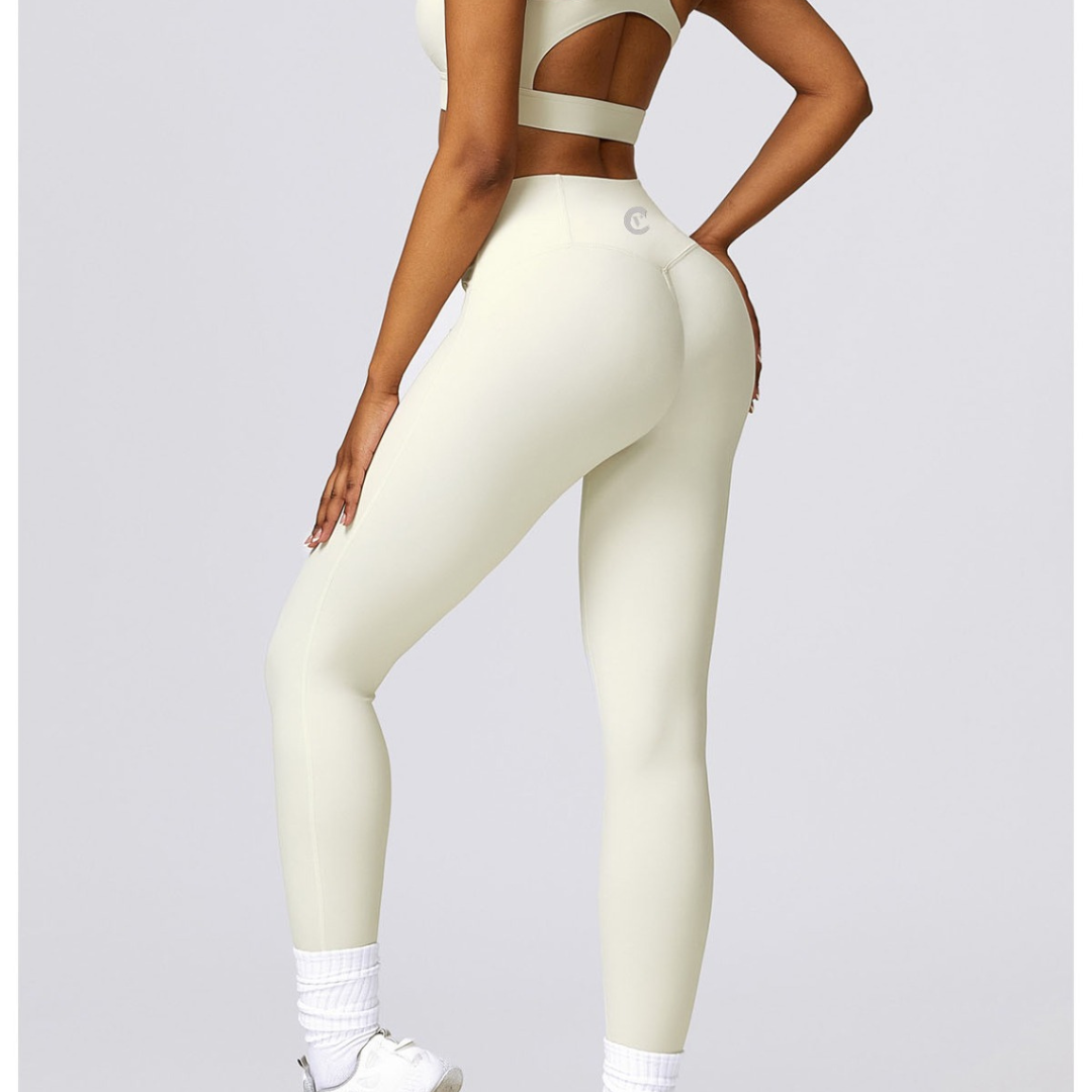 Soft White Sports Bra and Leggings Set