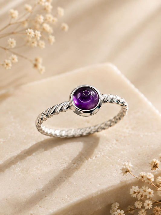 Amethyst Twisted Band Ring