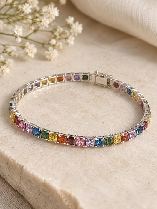 Kaleidoscope | 925 Sterling Silver Multicolor Bracelet