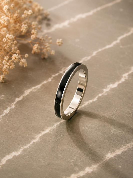 Enamel Band Black Ring