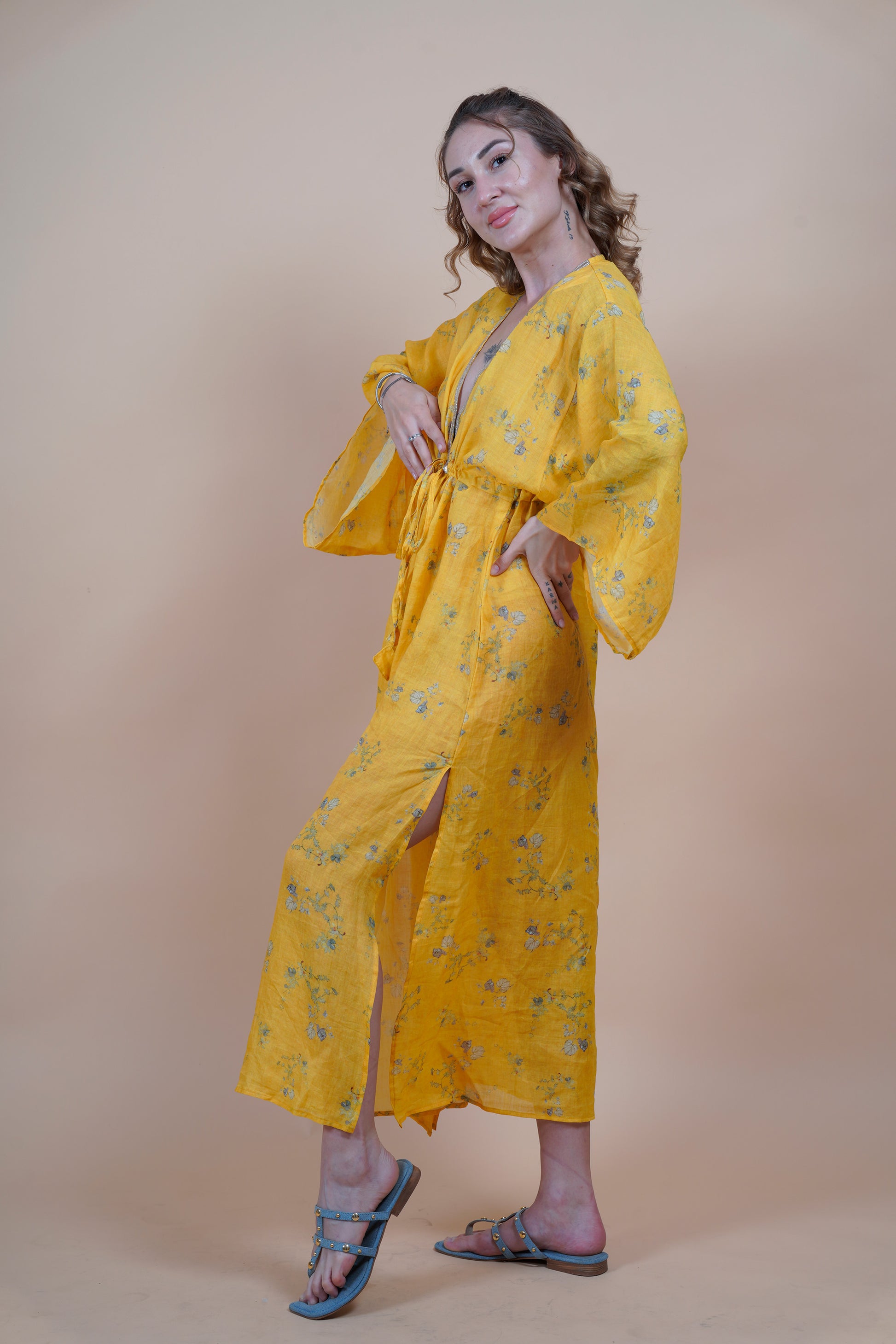 Marigold Yellow Long Kaftan For Women