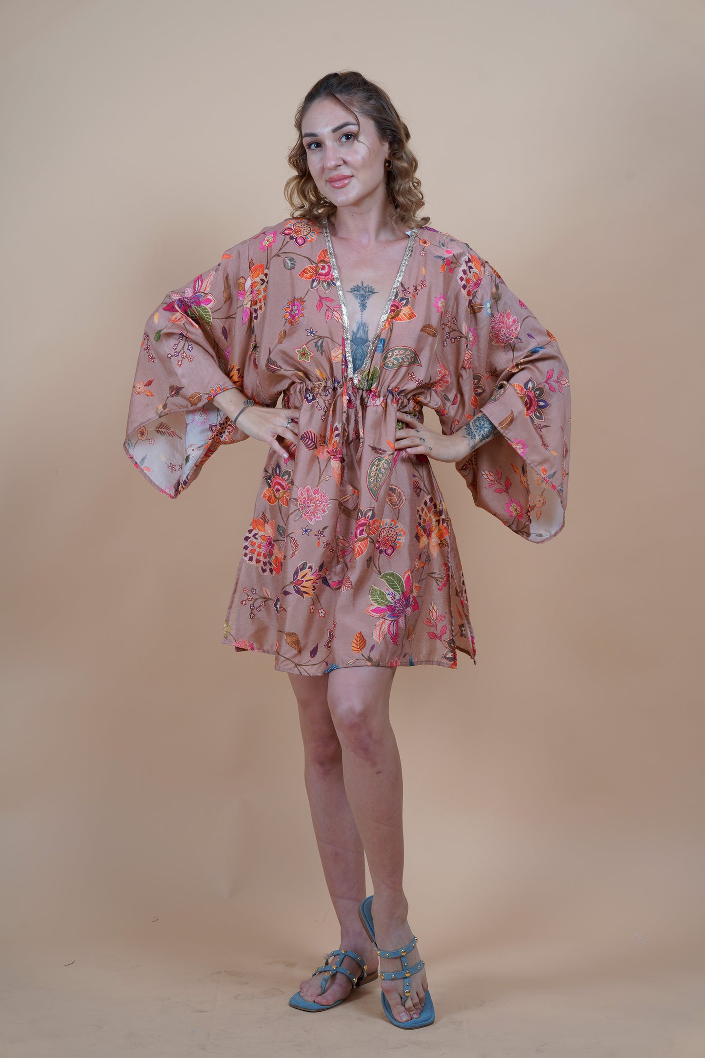 Resort Wear Onion Pink Short Kaftan