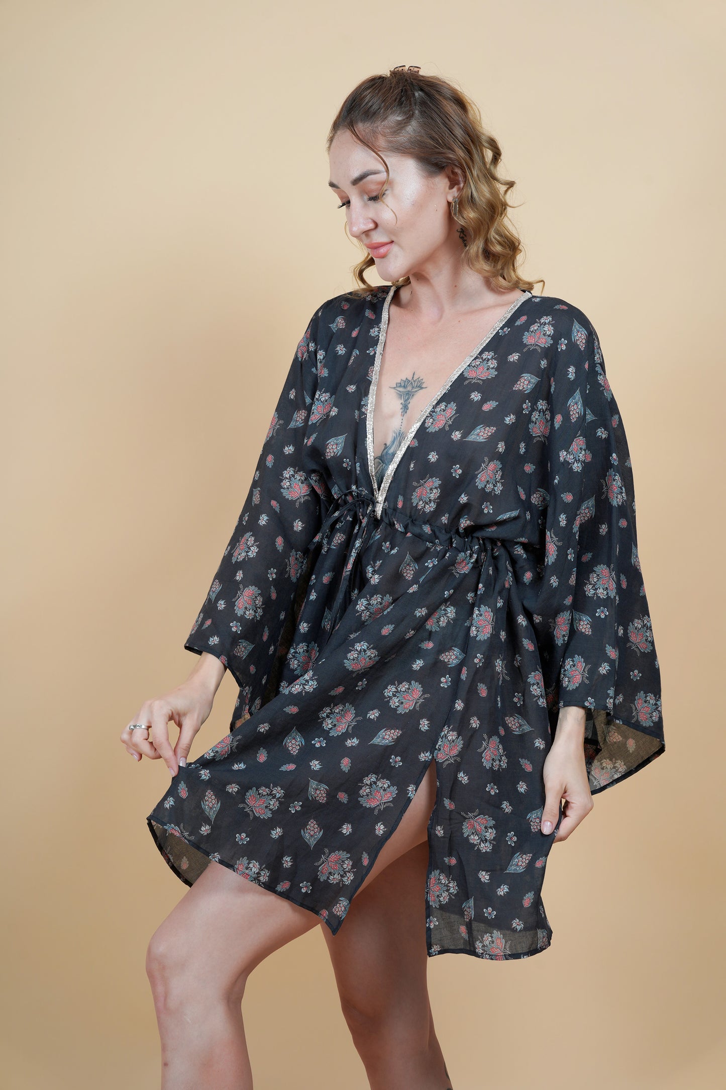 Soft Black Short Kaftan For Women