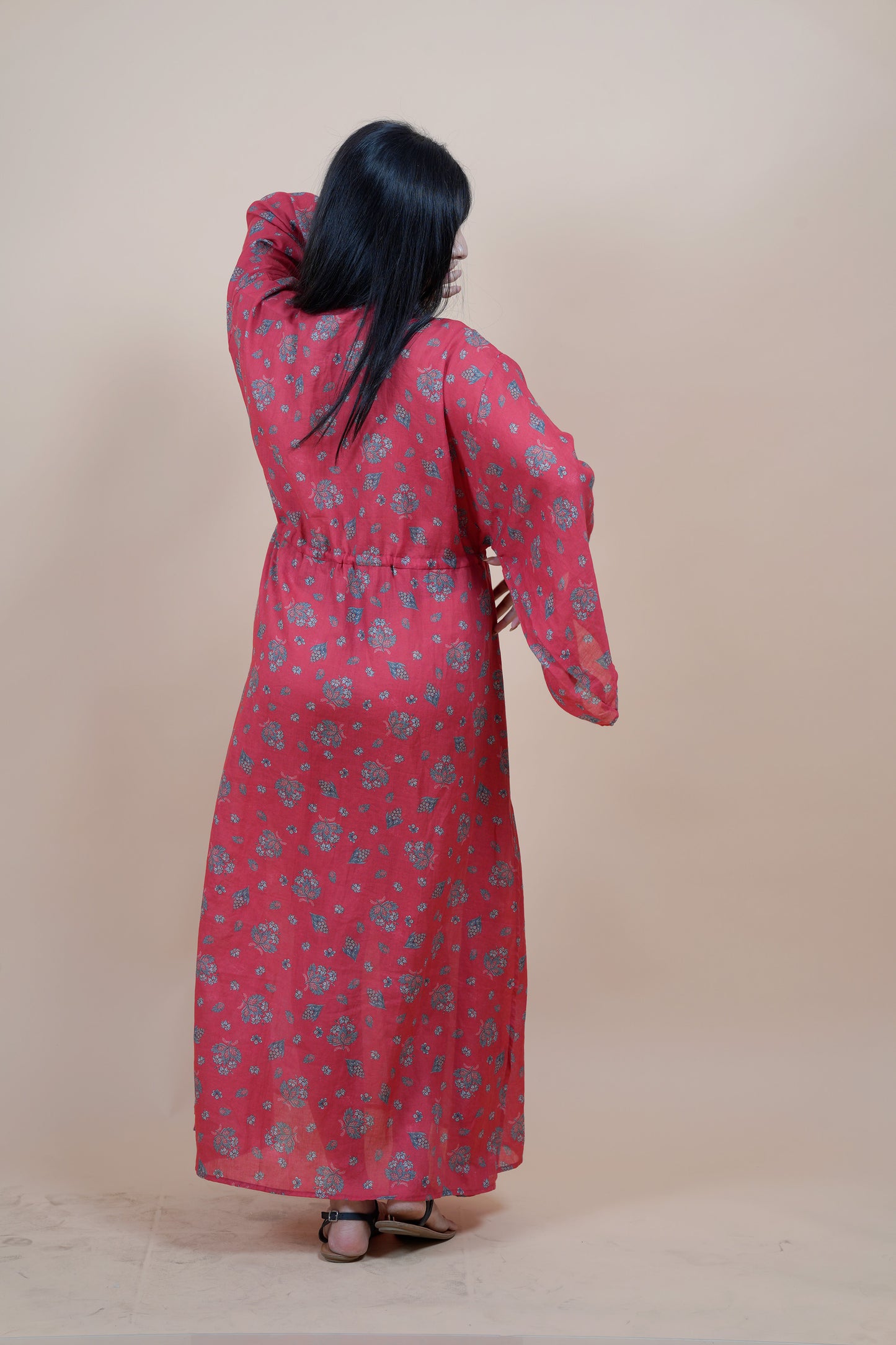 Long Kaftan - Crimson Red Elegance