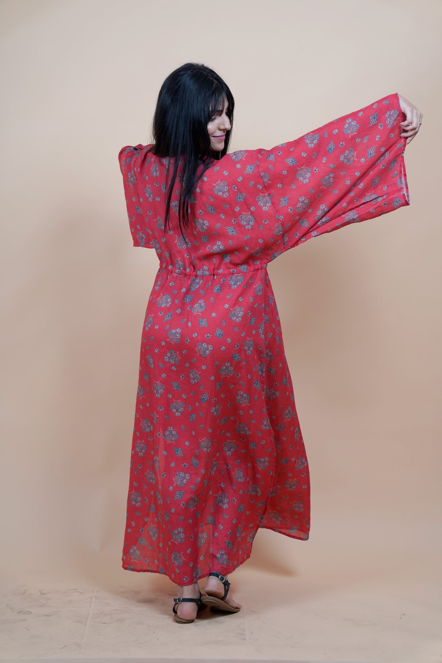 Long Kaftan - Crimson Red Elegance