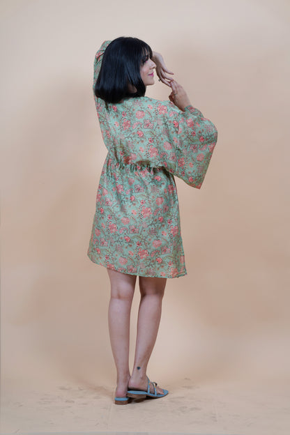 Luxurious Short Kaftan - Aquagreen