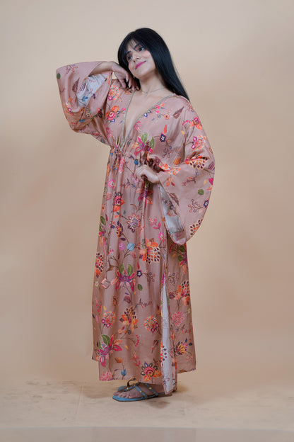 Onion Pink Long Kaftan for Resortwear