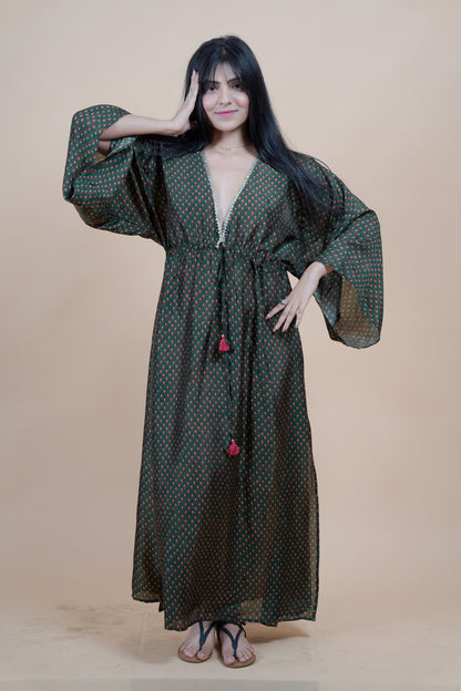 Emerald Green Long Kaftan For Women