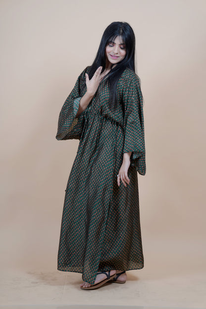 Resortwear Emerald Green Long Kaftan