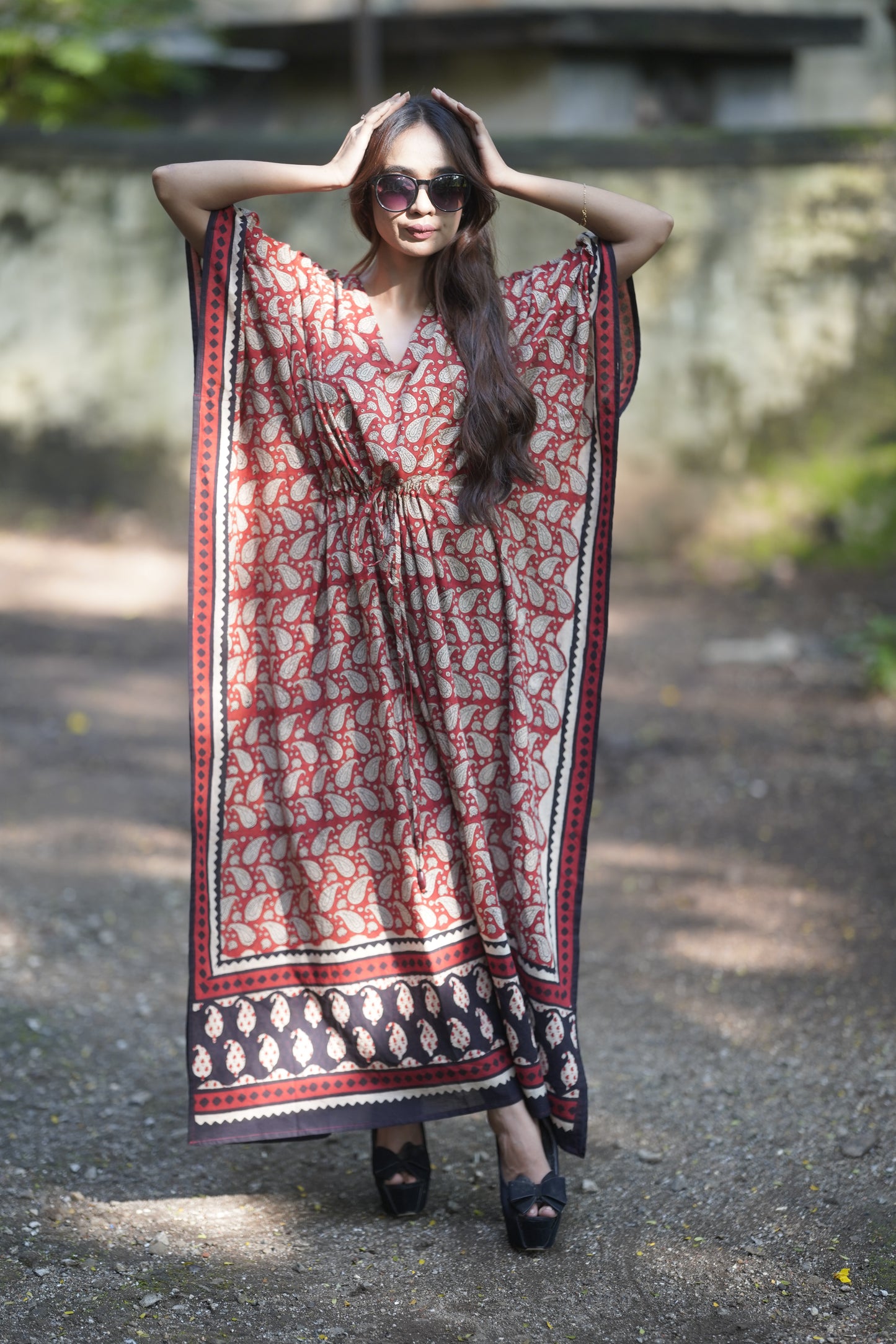 Paisley Elegance - Red n Black Kaftan