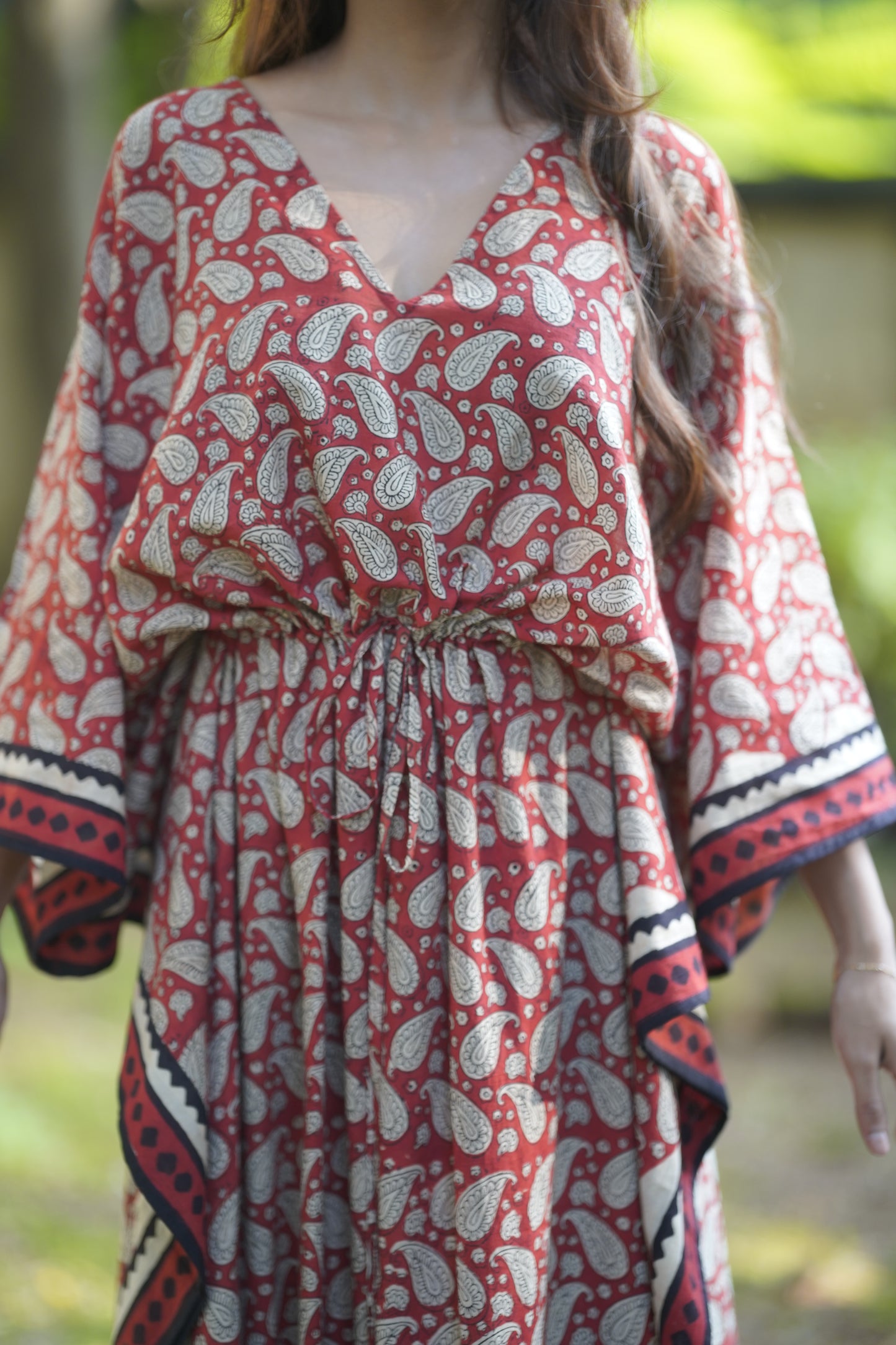 Paisley Elegance - Red n Black Kaftan