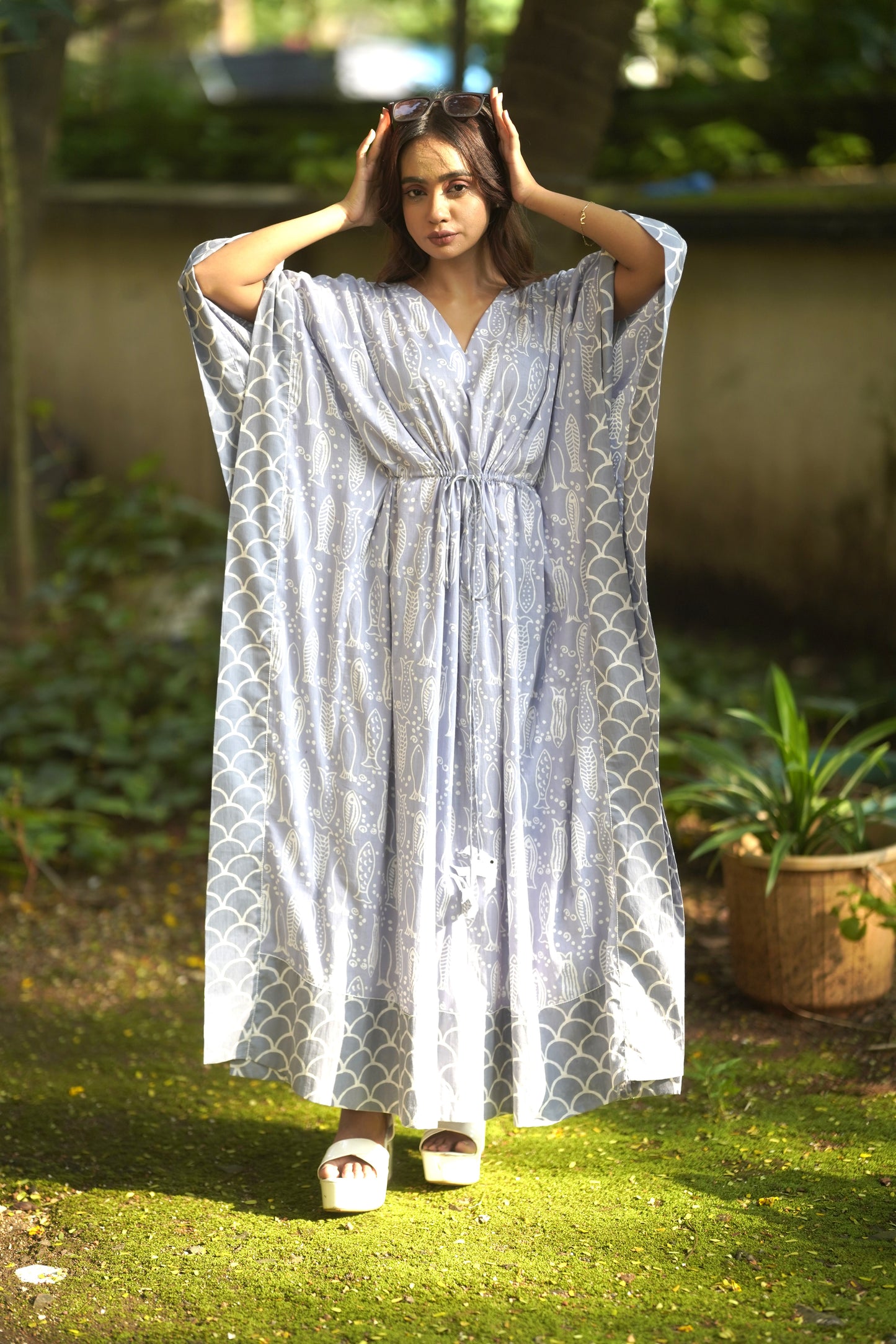 Soft Cotton Kaftan -Fish & Scale design