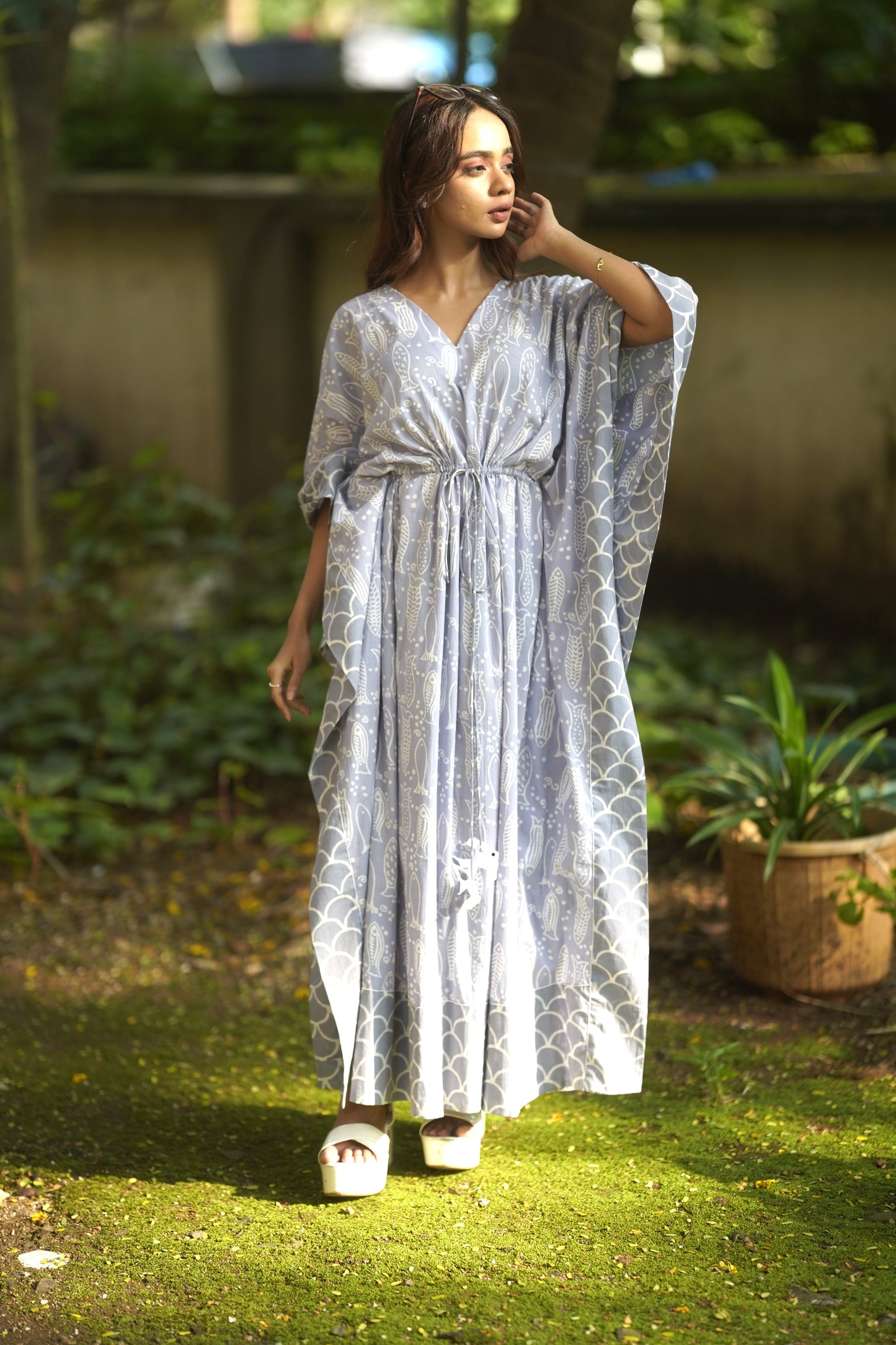 Soft Cotton Kaftan -Fish & Scale design