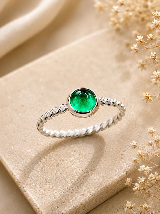 Emerald Twisted Band Ring