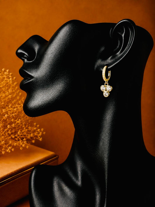 Golden hoops with golden  tri-charm