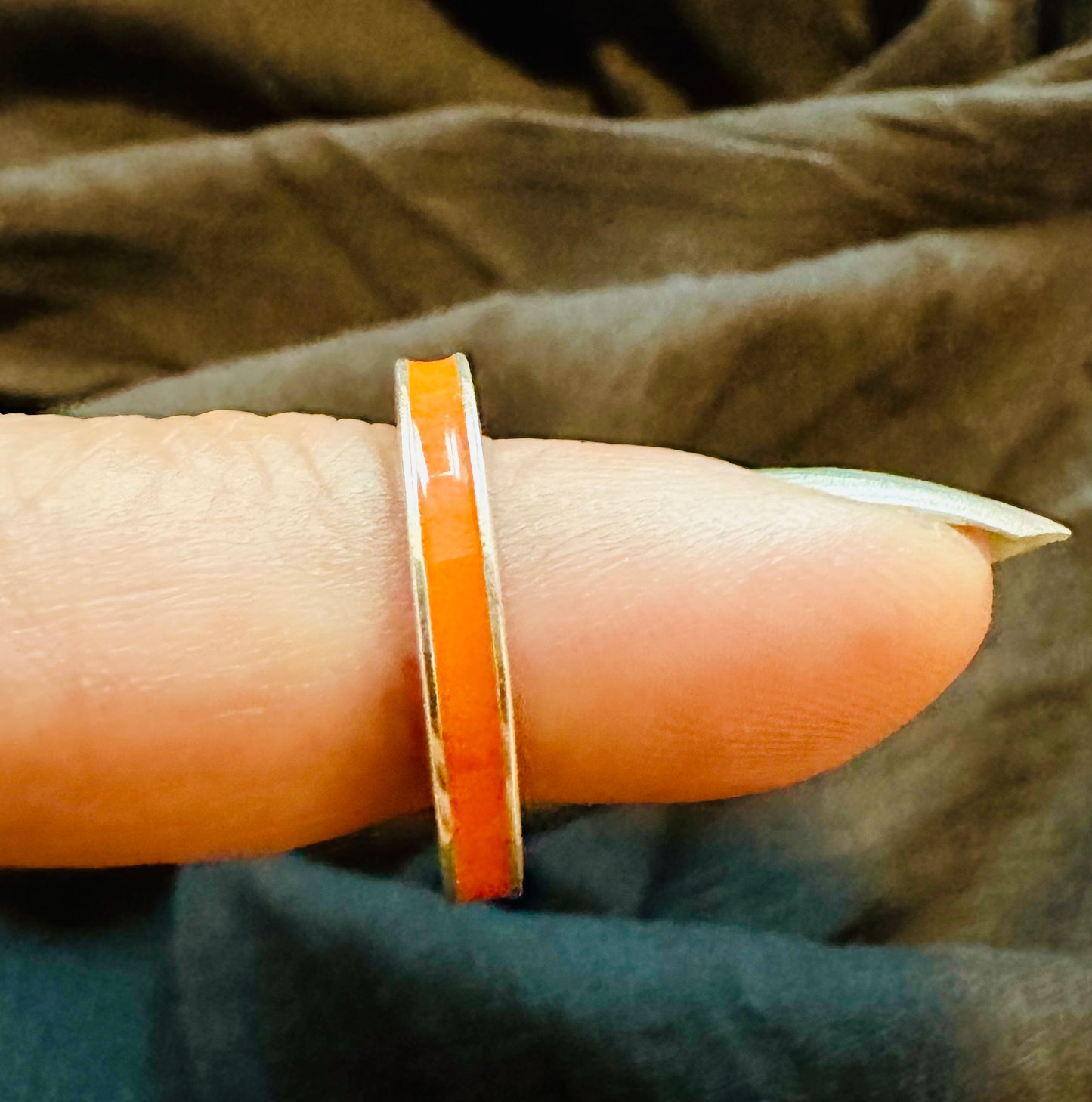 Enamel Band Orange Ring