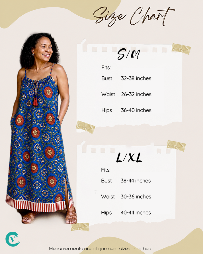 Floral Blue Cotton Spaghetti Dress