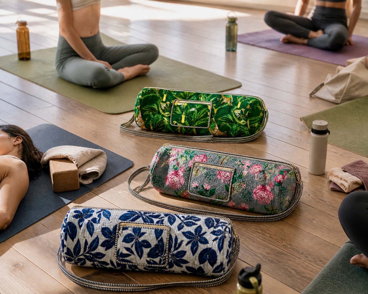 Quilted Cotton Yoga Mat Carry Bag