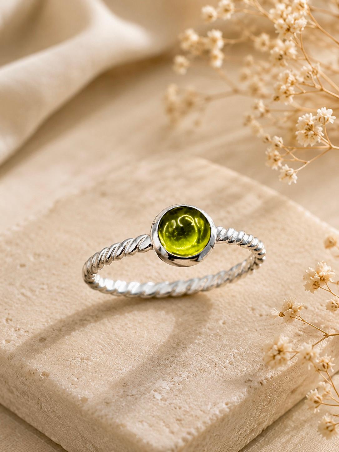 Peridot Twisted Band Ring