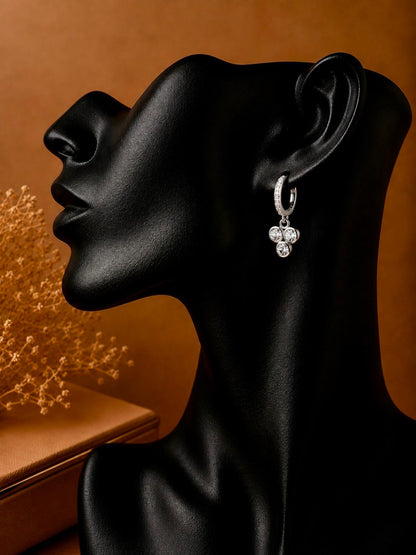 Silver Hoops with Silver Tri-Charm