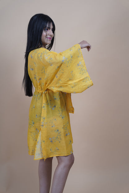 Marigold Yellow Short Kaftan For Resort Wear