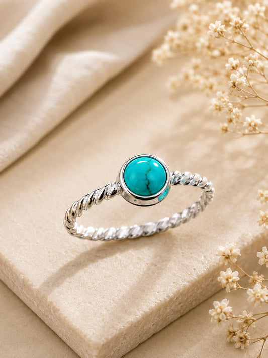 Turquoise Twisted Band Ring