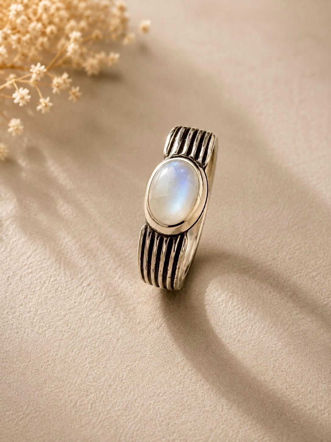 Pin Striped Stone Set Ring