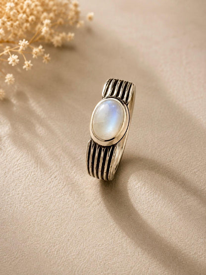 Pin Striped Stone Set Ring