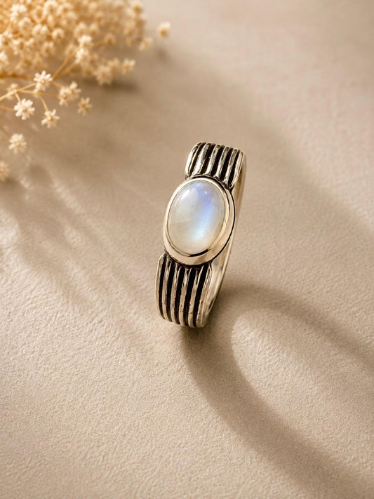 Pin Striped Stone Set Ring